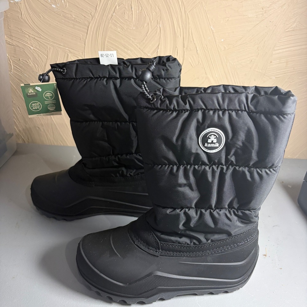 Kamik Snowcozy Snow Boots Youth 5 Black Waterproof Insulated -40F Puffy Winter